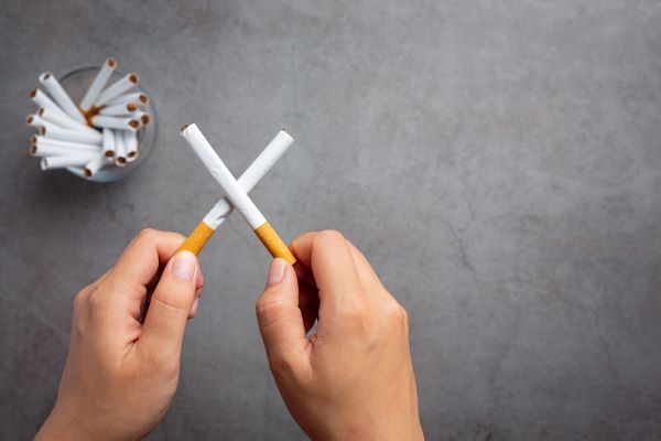 Mani che tengono le sigarette. Il fumo è molto dannoso per la salute dei polmoni, oltre a influenzare l’aumento dei livelli di colesterolo.