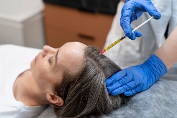 La donna riceve un'iniezione di PRP