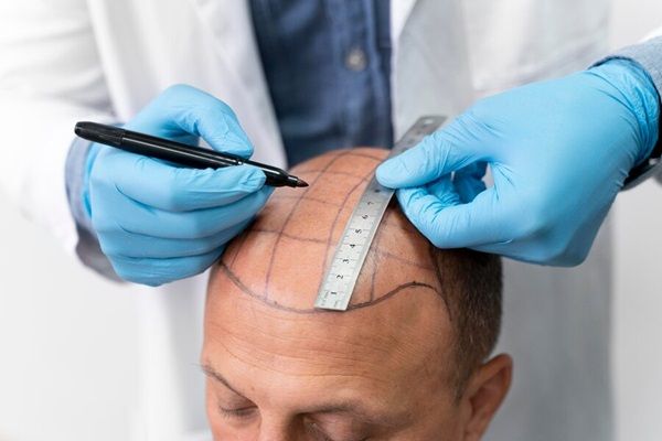 Uomo sottoposto a processo di estrazione dell'unità follicolare