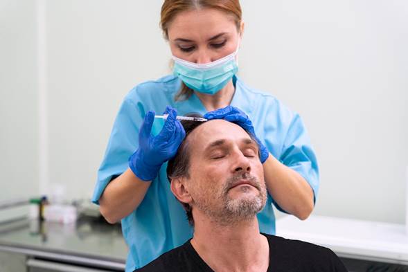 Maschio adulto in trattamento per la caduta dei capelli.